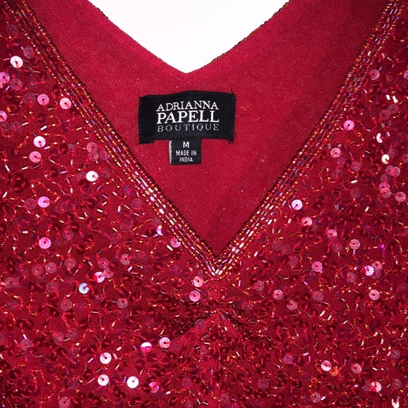 Adrianna Papell Boutique red sequin Top - Picture 2 of 6